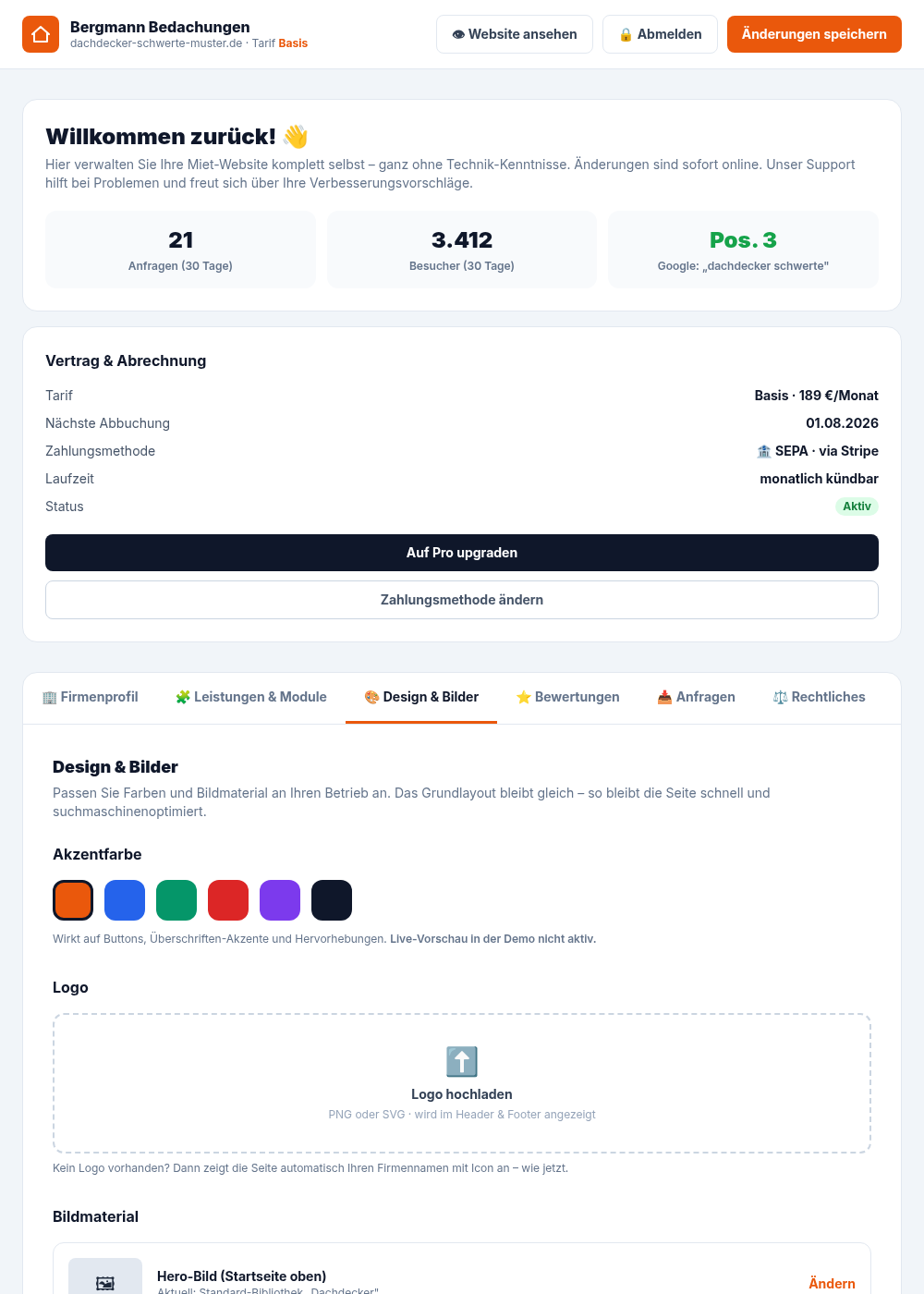 Dashboard – Design und Bilder