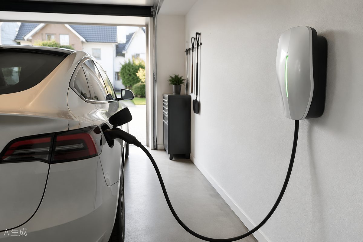 Wallbox mit ladendem Elektroauto nach Referenzprojekt